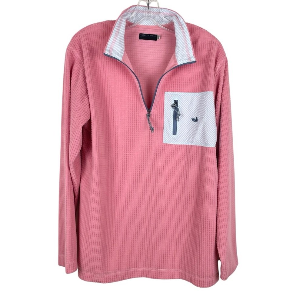 Southern Marsh FieldTec Quarter Zip Waffle Fleece Pullover Pink + Blue Size S - Picture 9 of 13